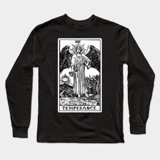 XIV. Temperance Tarot Card | Black and white Long Sleeve T-Shirt